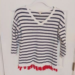 Talbots S petite navy striped pullover sweater